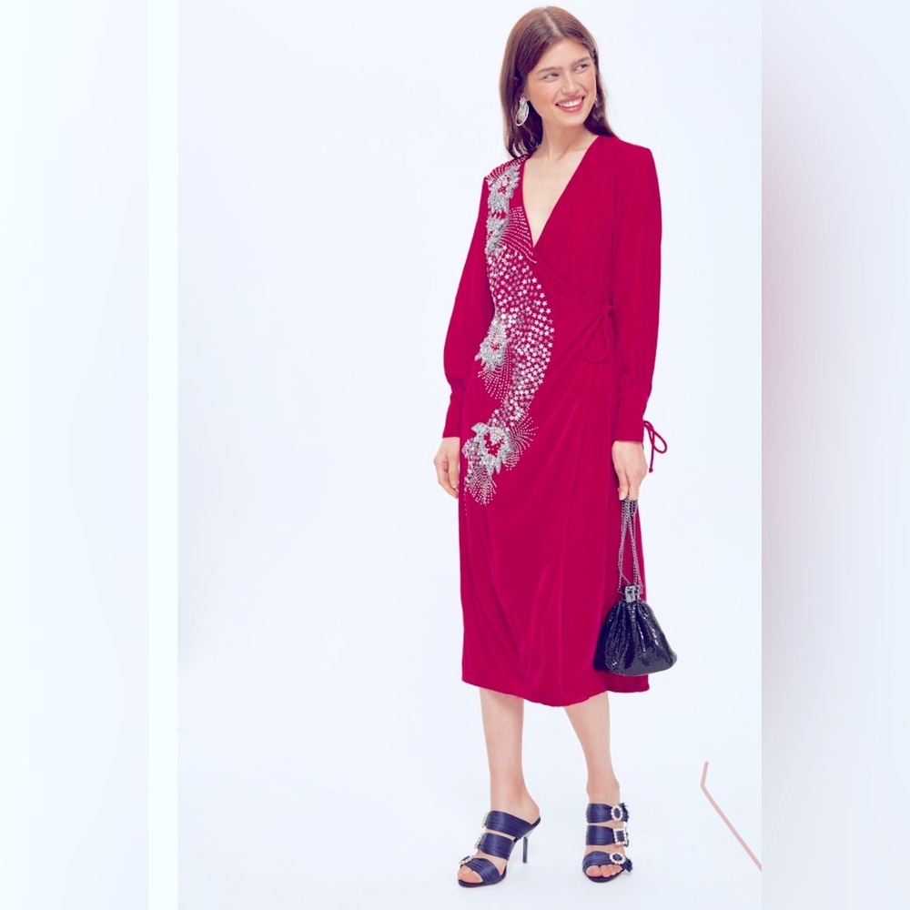 Top shop pink velvet wrap dress